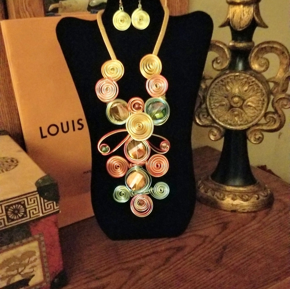 Statement Piece Necklace & Earrings  Set